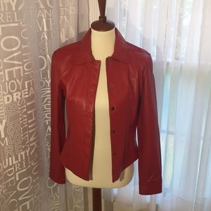 Red leather jacket